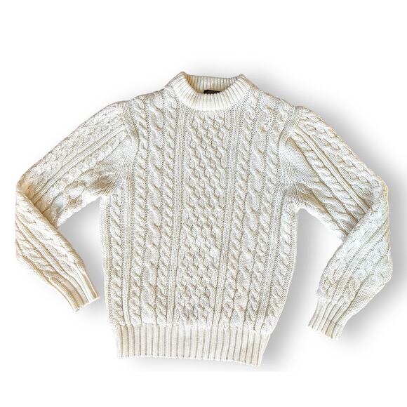 Vintage Sweater Emporium White Ivory Cream Cable Knit Fisherman Rory Gilmore - Picture 1 of 6